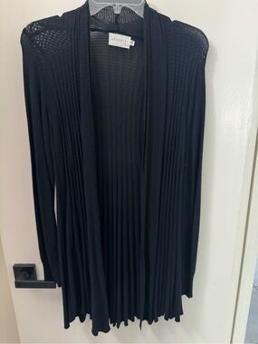 Dreamers Black Open-Front Ribbed Cardigan